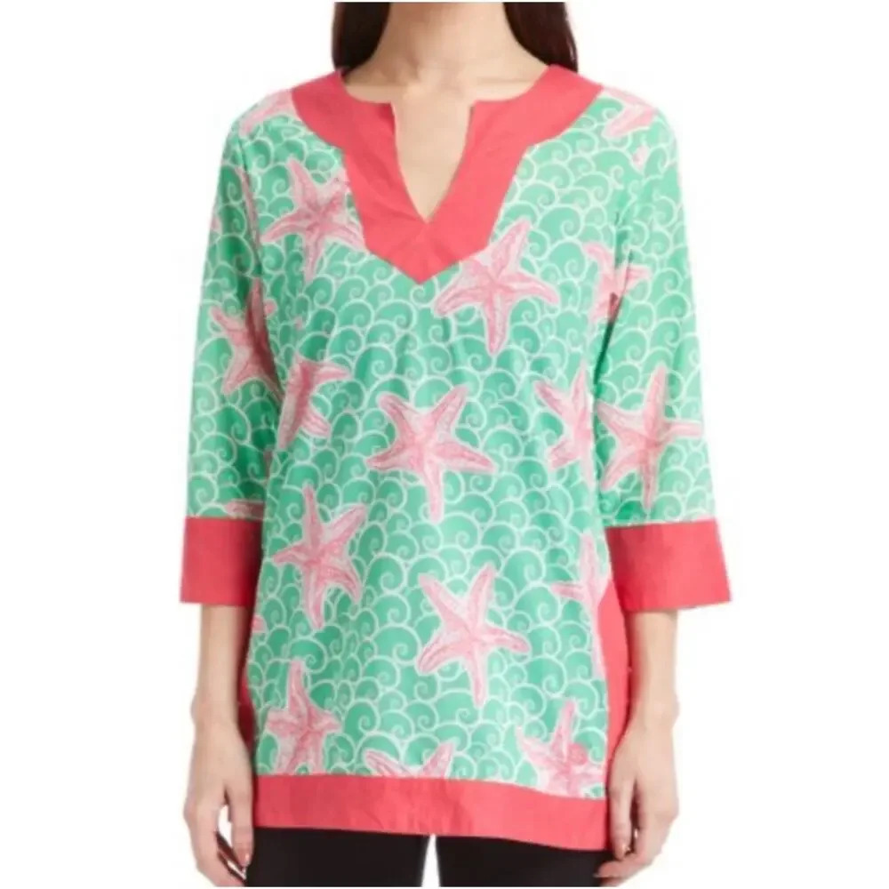 Simply Southern Women's Starfish Tunic Cover-Up‎ Multicolor Size Large